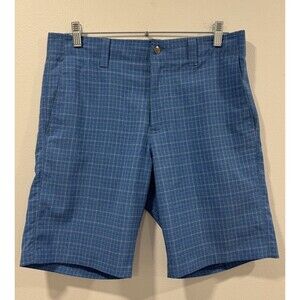 Callaway - 31 Flat Front Comfort Waist Poly Stretch Blue Plaid Pro Golf Shorts